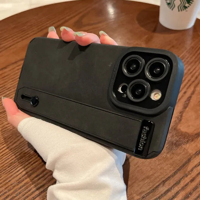 Luxury Suede Fur Leather Wrist Strap Holder Soft TPU Phone Case For iPhone 15 11 12 13 14 Pro Max 15Plus Shockproof Bumper Cover