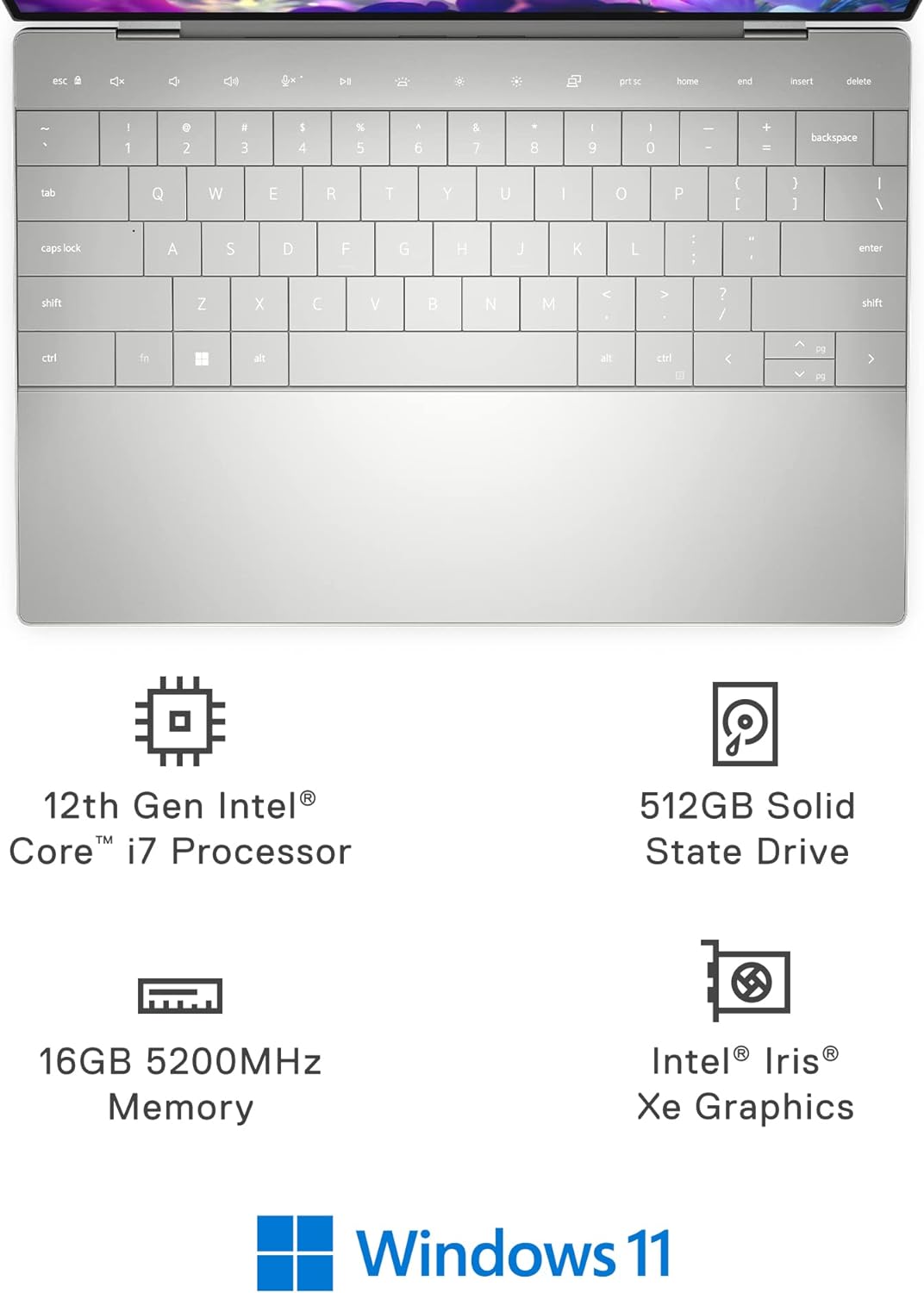 Dell XPS 13 Plus 9320 13.4" OLED 3.5K Laptop, Intel Evo Core i7-1260P, 16GB RAM, 512GB SSD, Touchscreen, Backlit Keyboard, Fingerprint Reader, Windows 11 Home (Silver)